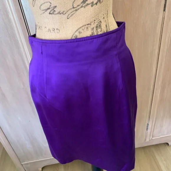 Vintage Purple Power Suit Skirt Set 90s Career Blazer & Pencil Skirt Sz 10/12
